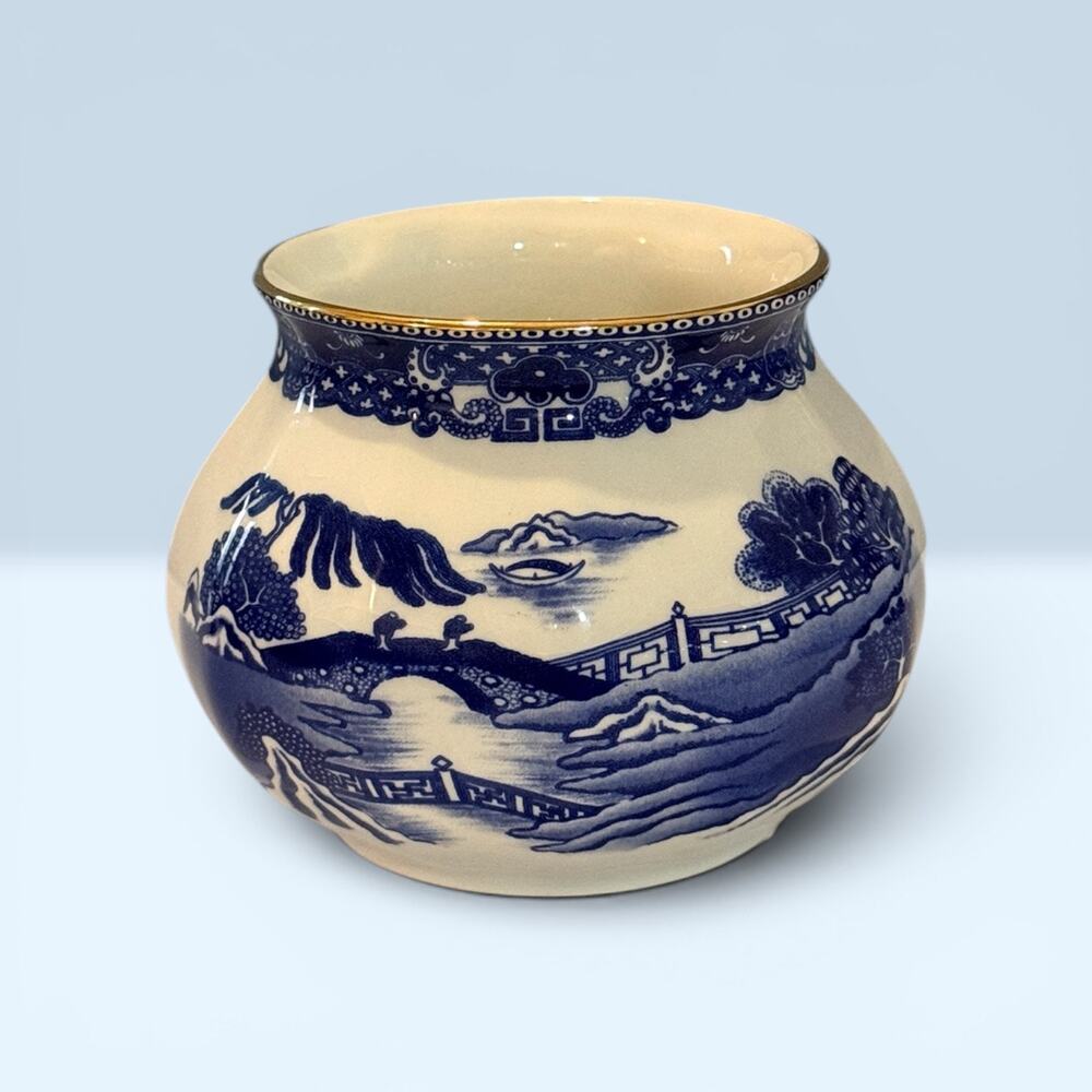 Wade Ringtons Blue Willow Sugar Bowl Vintage Blue White Chinoiserie England